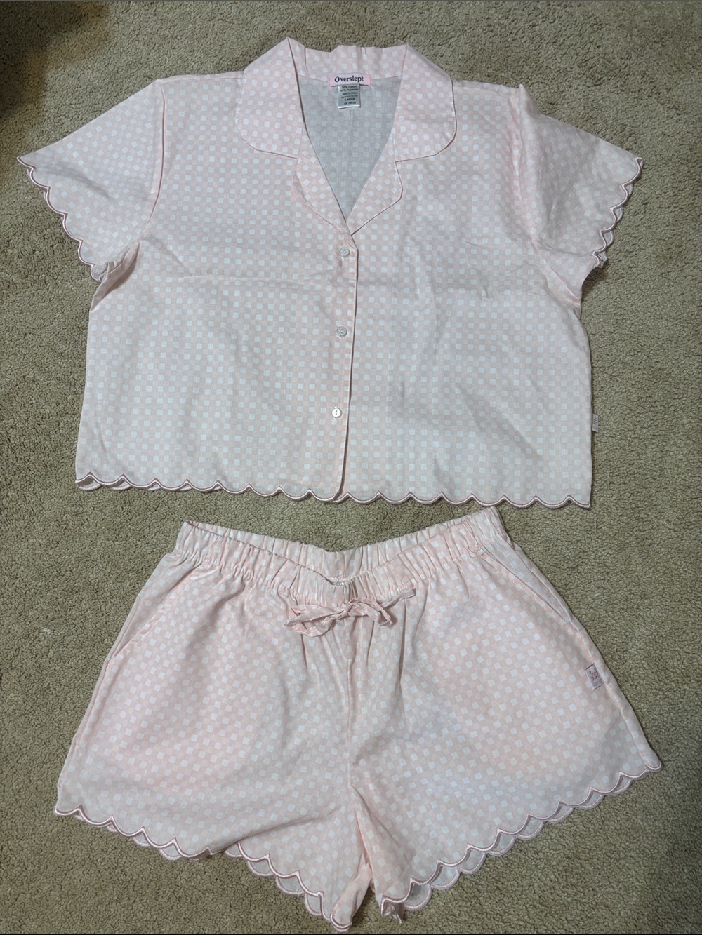 Plaid Pajama Short Set - Pink